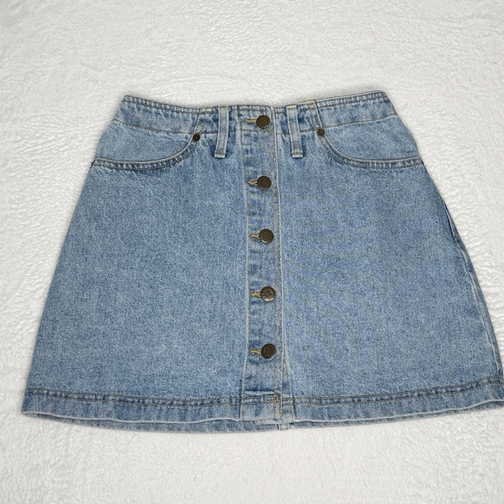 VTG 90s Limited Jeans 5/6 Denim Mini Skirt Button Front Light Wash Y2K